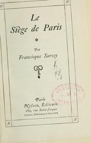 Cover of: Siège de Paris by Francisque Sarcey, Francisque Sarcey