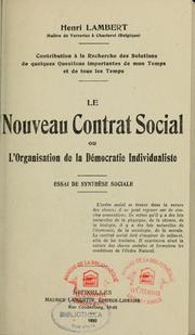 Cover of: Le nouveau contrat social by Henri Lambert