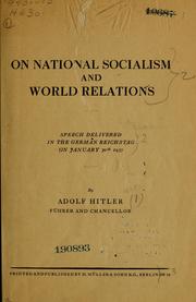Cover of: On national socialism and world relations by Adolf Hitler