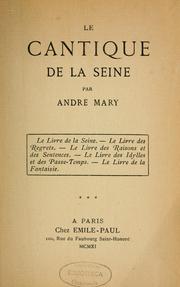 Cover of: Le cantique de la Seine
