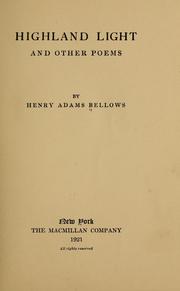 Cover of: Highland light by Henry Adams Bellows