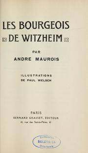 Cover of: Les bourgeois de Witzheim