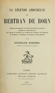 Cover of: La légende amoureuse de Bertran de Born by Stanisław Stroński