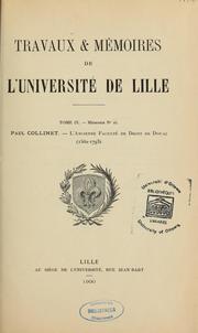 Cover of: L'ancienne Faculté de droit de Douai (1562-1793) \ by Paul Collinet
