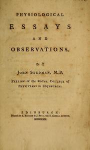 Cover of: Physiological essays and observations