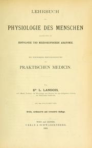 Cover of: Lehrbuch der Physiologie des Menschen einschliesslich der Histologie und Mikroskopischen Anatomie, mit besonderer Berücksichtigung der praktischen Medicin