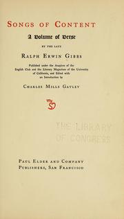 Cover of: Songs of content: a volume of verse