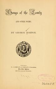 Cover of: Songs of the lowly, and other poems.