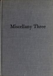Cover of: Miscellany three