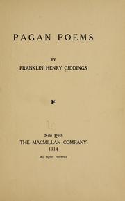 Cover of: Pagan poems by Franklin Henry Giddings