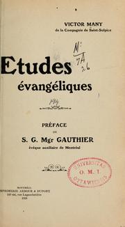 Cover of: Etudes évangéliques by Victor Many