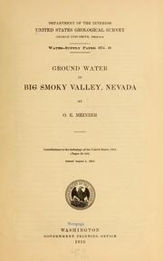 Cover of: Ground water in Big Smoky valley, Nevada