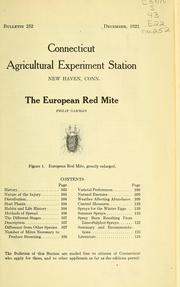 Cover of: The European red mite in Connecticut apple orchards