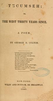 Cover of: Tecumseh by George Hooker Colton