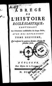 Cover of: Abrégé de l'histoire ecclésiastique by Bonaventure Racine, Bonaventure Racine