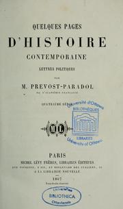 Cover of: Quelques pages d'histoire contemporaine by Lucien Anatole Prévost-Paradol