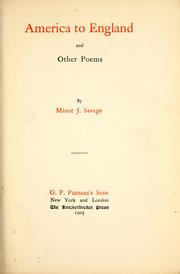 Cover of: America to England: and other poems