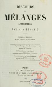 Cover of: Discours et mélanges littéraires