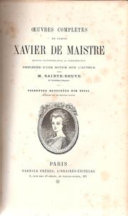 Cover of: Oeuvres complète du Comte Xavier de Maistre by Xavier de Maistre