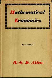 Cover of: Mathematical economics by R. G. D. Allen