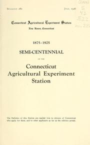 Semi-centennial of the Connecticut Agricultural Experiment Station, 1875-1925