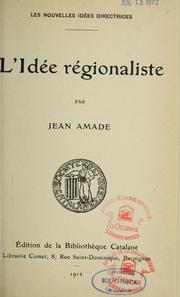Cover of: L'Idée régionaliste