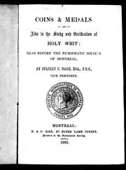 Cover of: Coins & medals as aids to the study and verification of Holy Writ by Stanley Clark Bagg