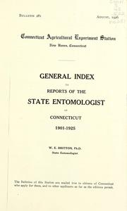 Cover of: General index to reports of the State Entomologist of Connecticut, 1901-1925