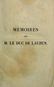 Cover of: Mémoires de m. le duc de Lauzun