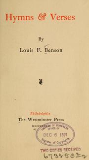 Cover of: Hymns & verses by Louis F. Benson