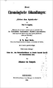 Cover of: Zwei chronologische Abhandlungen by Von Johannes von Gumpach.