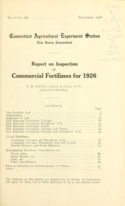 Cover of: Report on inspection of commercial fertilizers for 1926