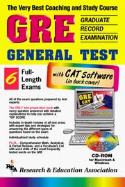 Cover of: The Very Best Coaching and Study Course (Gre) Graduate Record Examination General Test With Cd-Rom: With Cd-Rom for Both Windows & Macintosh  by Pauline Alexander-Travis