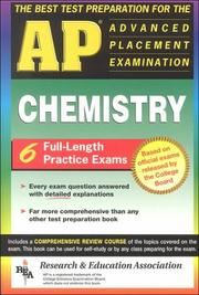 The best test preparation for the advanced placement examination, chemistry by P. E. Dumas, R. M. Fikar, Jay M. Templin, Kevin R. Reel