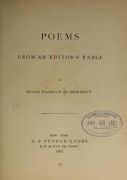 Cover of: Poems from an editor's table by Hugh Farrar McDermott