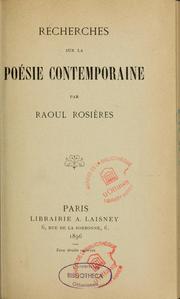 Cover of: Recherches sur la poésie contemporaine