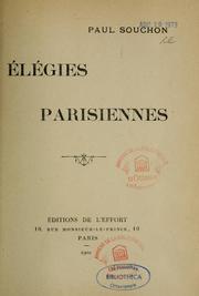 Cover of: Elégies parisiennes by Paul Souchon