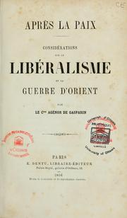 Cover of: Après la paix by Gasparin, Agénor comte de