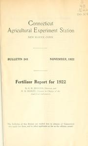 Cover of: Fertilizer report for 1922