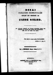 Essai d'analyses grammaticales suivant les principes de l'abbé Girard by A. Berthelot