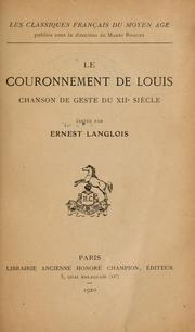 Cover of: Le Couronnement de Louis by Langlois, Ernest