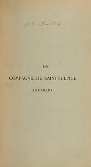 Cover of: La Compagnie de Saint-Sulpice au Canada