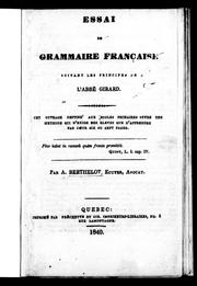 Cover of: Essai de grammaire française: suivant les principes de l'abbé Girard