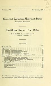 Cover of: Fertilizer report for 1924