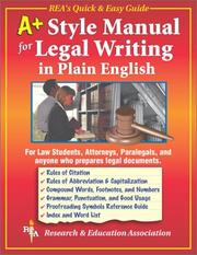 Cover of: A Style Manual for Legal Writing In Pla (Rea's Quick & Easy Guide)