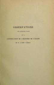 Cover of: Observations sur quelques pages d'une Histoire de l'Eglise, relatives à la Compagnie de Saint-Sulpice