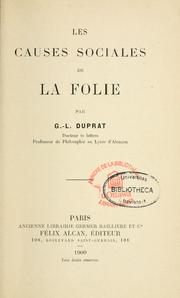 Cover of: Les causes sociales de la folie
