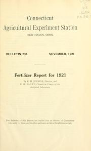 Cover of: Fertilizer report for 1921