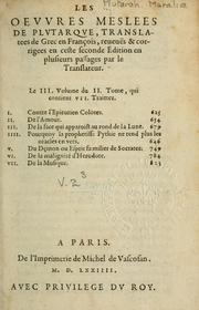 Cover of: Les Oeuvres morales et meslees by Plutarch