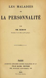 Cover of: Les maladies de la personnalité by Théodule Armand Ribot